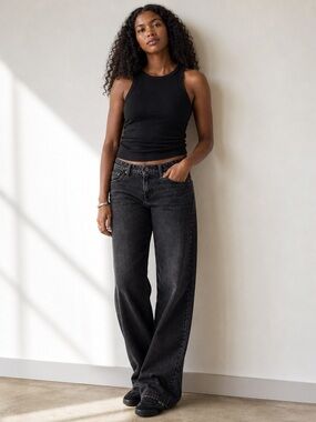 Levi's Low Loose Low Rise Jeans 26x32 "Tech Storm" Charcoal Black Wash NWT